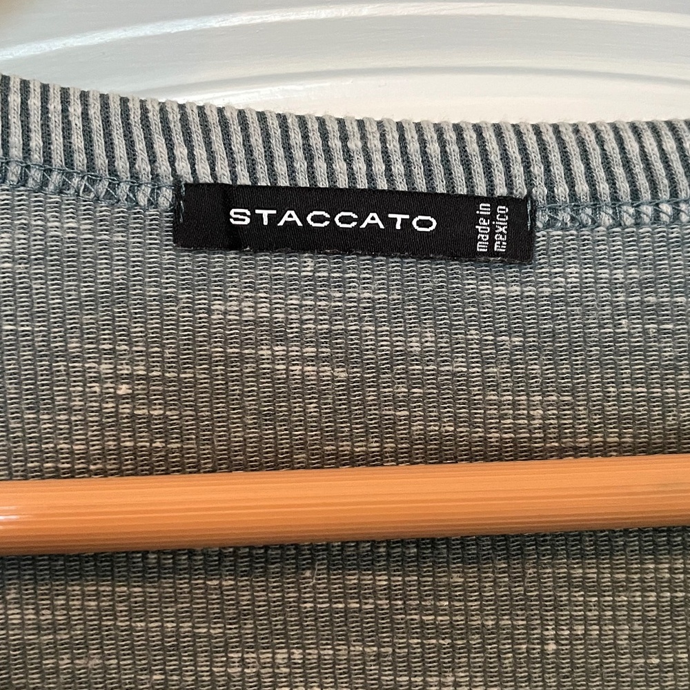 Staccato Ribbed Scoop Neck Long Sleeve Knit Top - Green - Petite Small - Picture 8 of 11